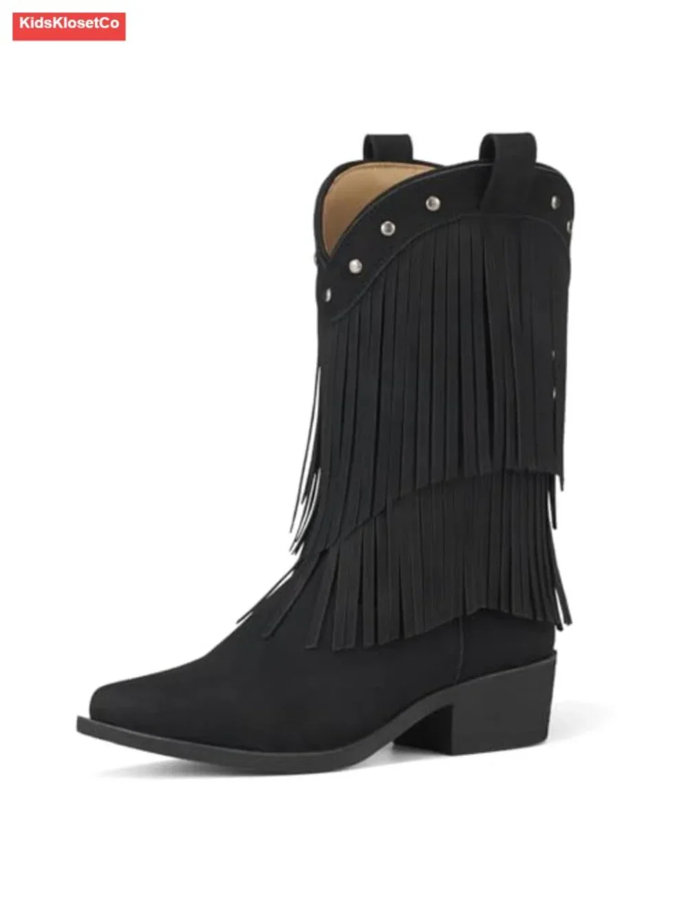 Girls Cowboy Boots with Tassel, Snip Toe, TPR Outsole, Western Boots for